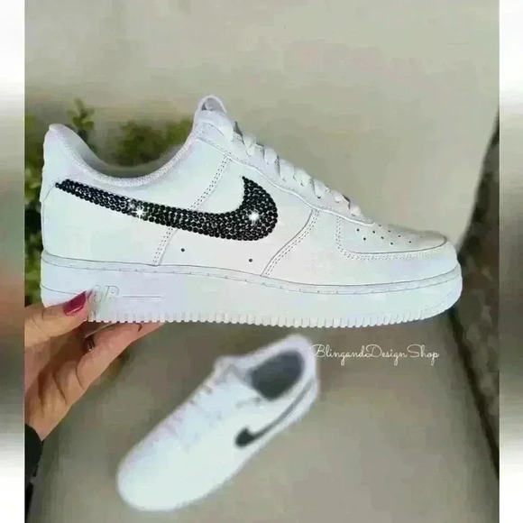 Bling Nike Air Force 1 Low Sneakers Customized with Swarovski Crystals Custom - Picture 3 of 10